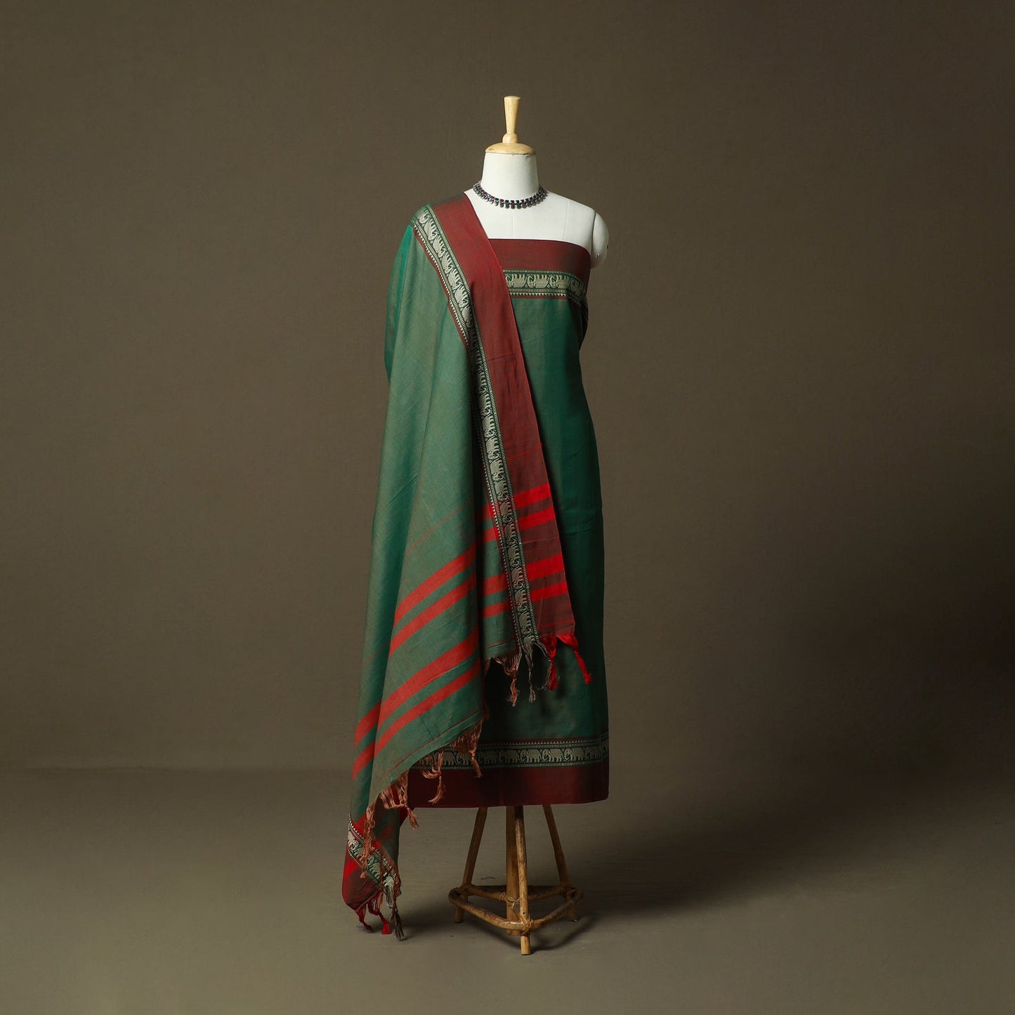 Dharwad cotton 3pc unstitched dress material with border 73
