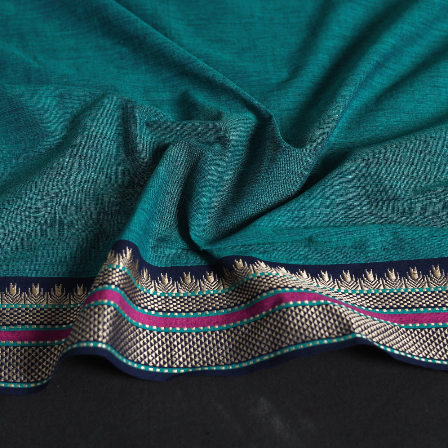 Green - dharwad cotton blouse piece 11 - handcrafted