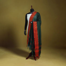 Green - dharwad cotton dupatta with zari border 04