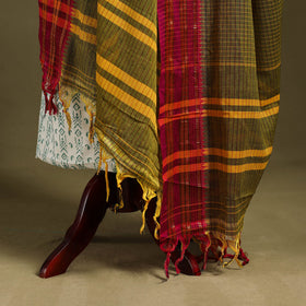 Green - dharwad cotton dupatta with zari border 07