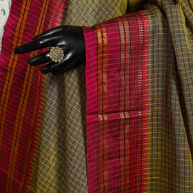 Green - dharwad cotton dupatta with zari border 07