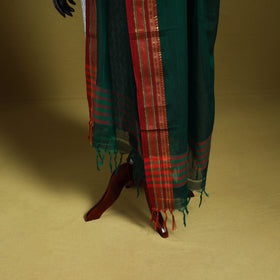 Green - dharwad cotton dupatta with zari border 11