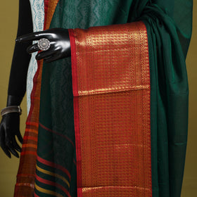 Green - dharwad cotton dupatta with zari border 14