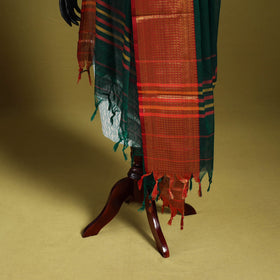 Green - dharwad cotton dupatta with zari border 14