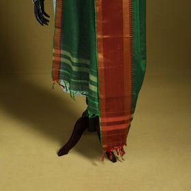 Green - dharwad cotton dupatta with zari border 24
