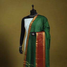 Green - dharwad cotton dupatta with zari border 24