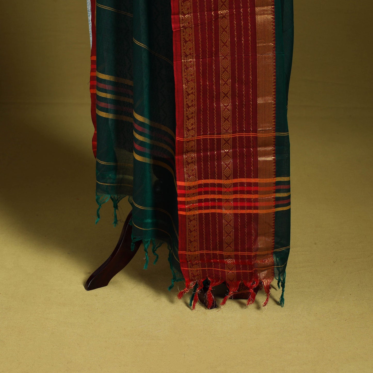 Green - dharwad cotton dupatta with zari border 50