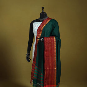 Green - dharwad cotton dupatta with zari border 60