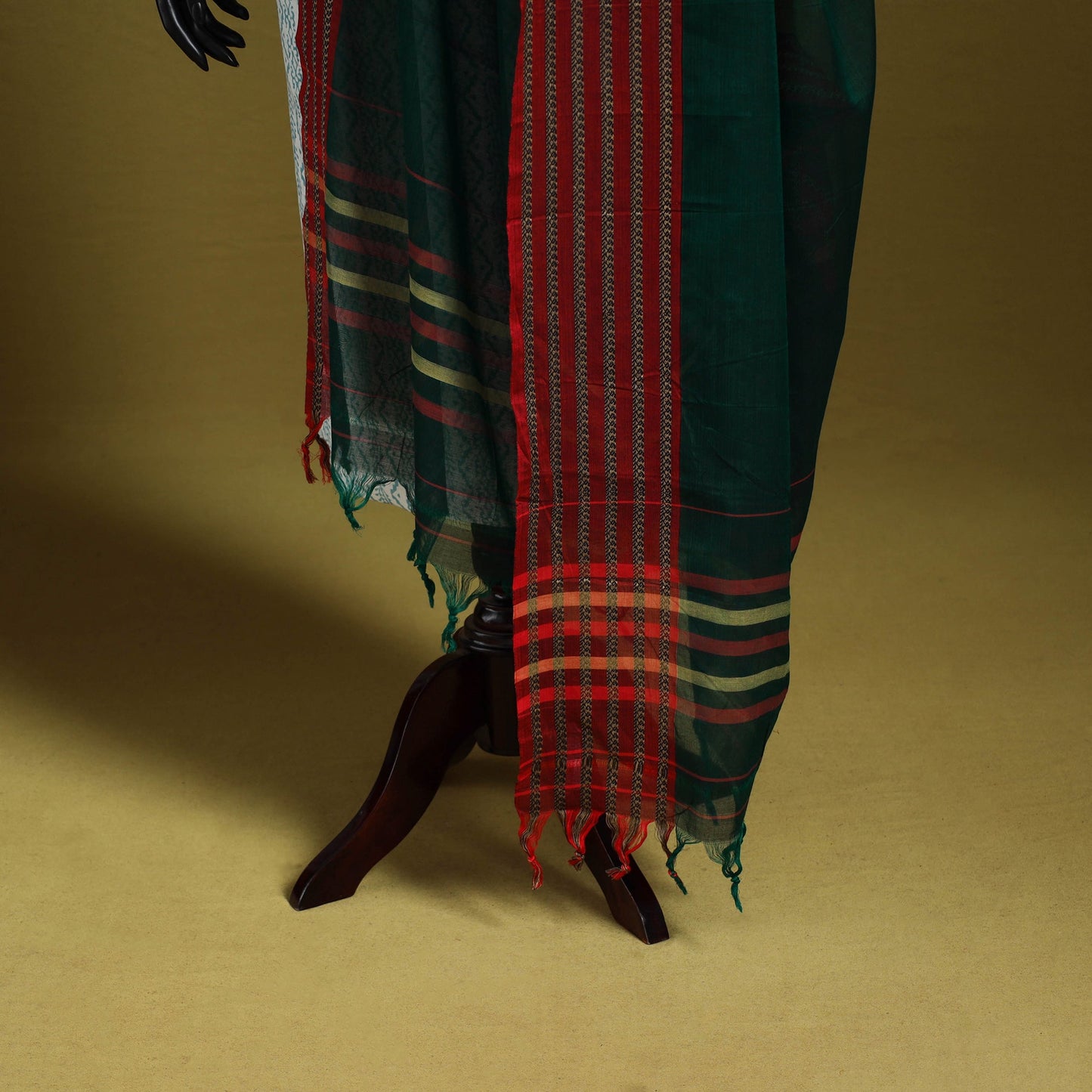 Green - dharwad cotton dupatta with zari border 61