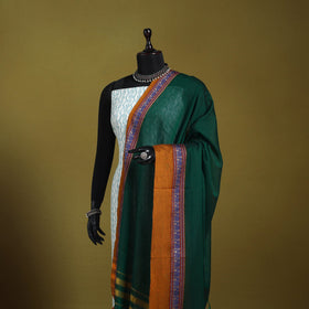 Green - dharwad cotton dupatta with zari border 62