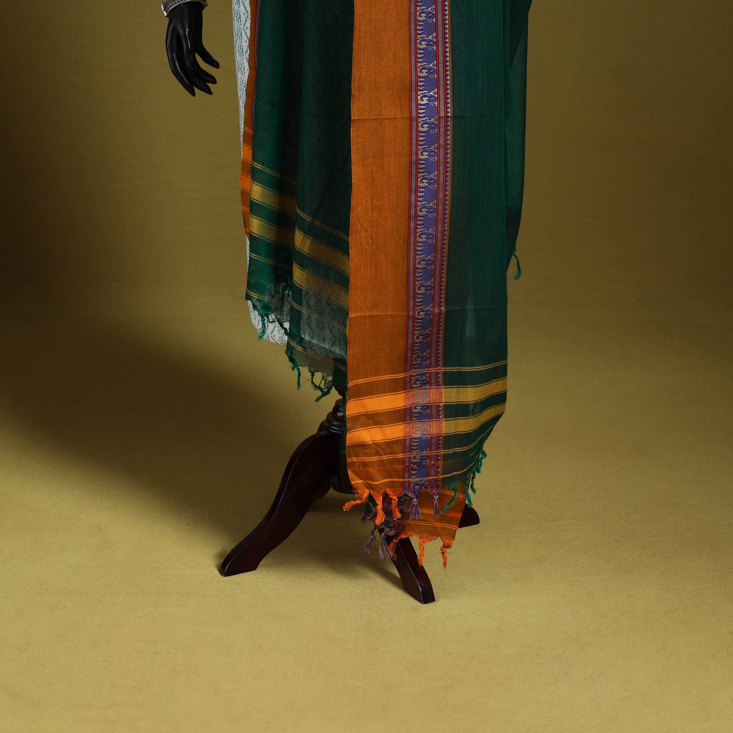 Green - dharwad cotton dupatta with zari border 62