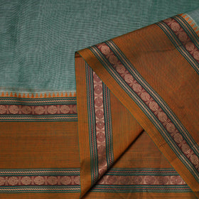 Green - dharwad cotton fabric with border 06 - handcrafted