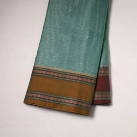 Green - dharwad cotton fabric with border 06 - handcrafted