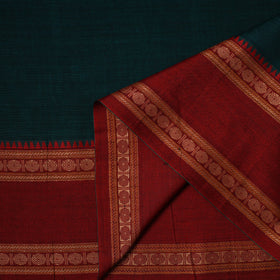 Green - dharwad cotton fabric with border 10 - handcrafted