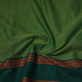 Green - dharwad cotton fabric with border 11 - handcrafted