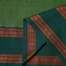 Green - dharwad cotton fabric with border 11 - handcrafted