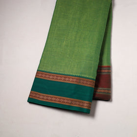 Green - dharwad cotton fabric with border 11 - handcrafted
