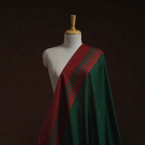 Green - dharwad cotton fabric with border 24 - handcrafted