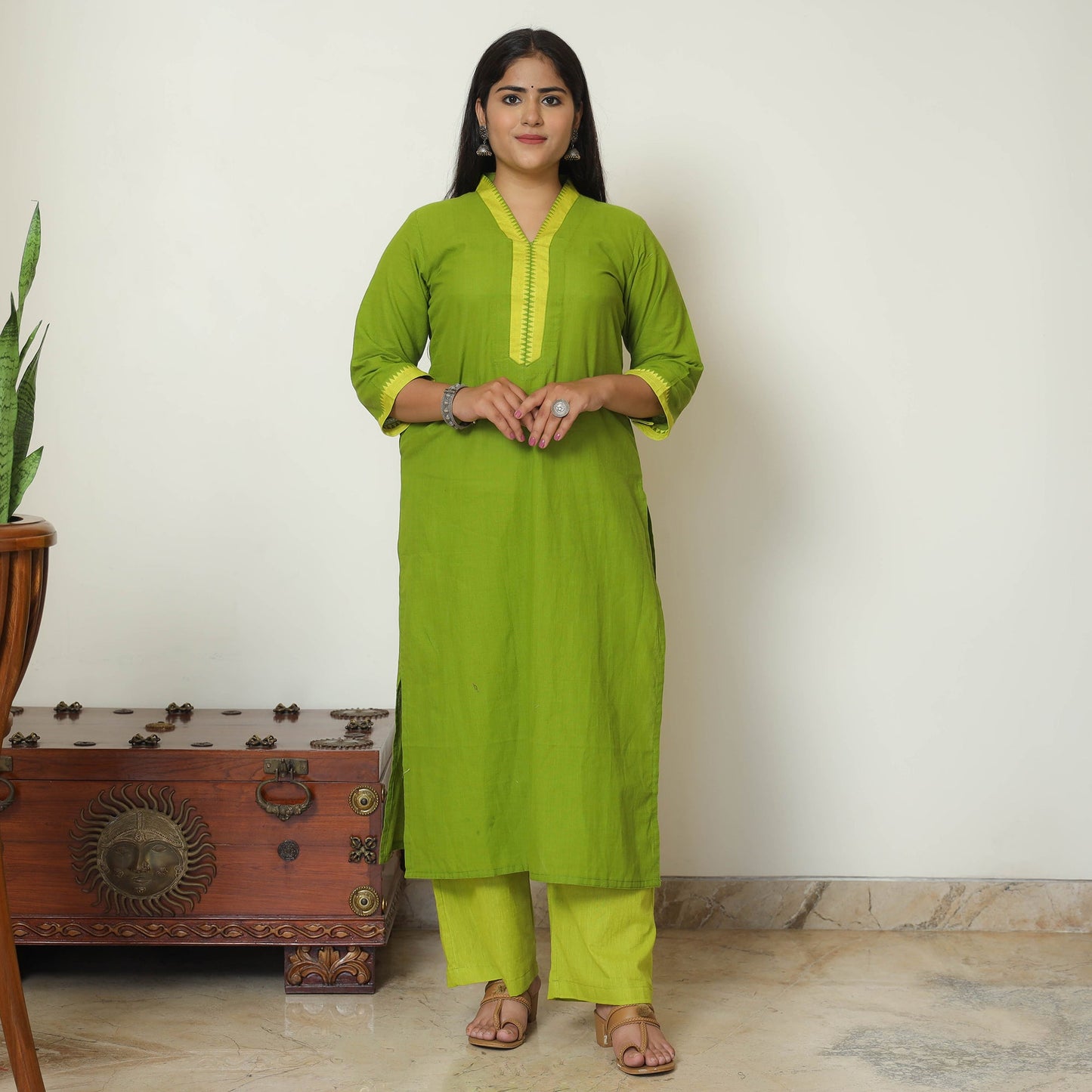 Dharwad Cotton Kurta with Palazzo & Dupatta Set 02