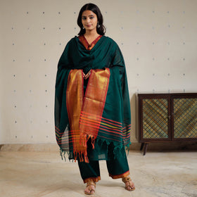 Green - Dharwad Cotton Kurta with Palazzo & Dupatta Set 24