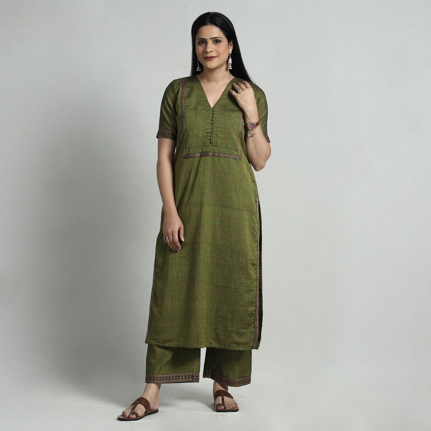 Buy Dharwad Cotton Kurta with Palazzo & Dupatta Set Online at iTokri.com