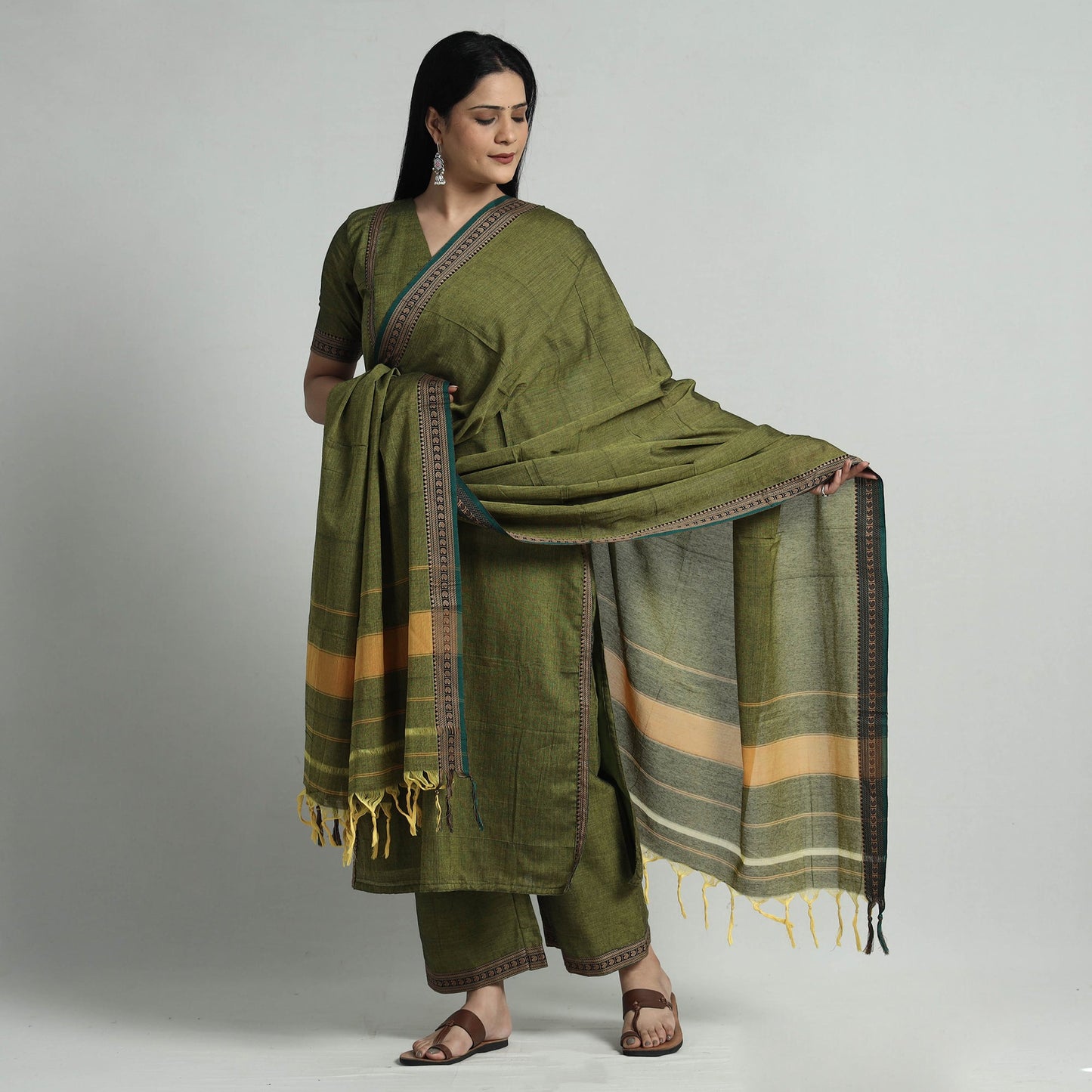 Buy Dharwad Cotton Kurta with Palazzo & Dupatta Set Online at iTokri.com