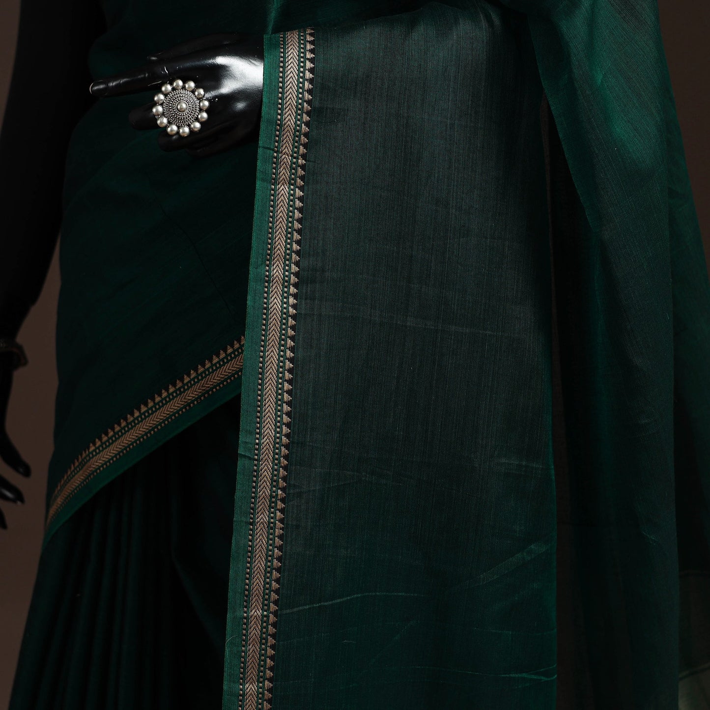 Dharwad cotton saree with border 02 - handcrafted