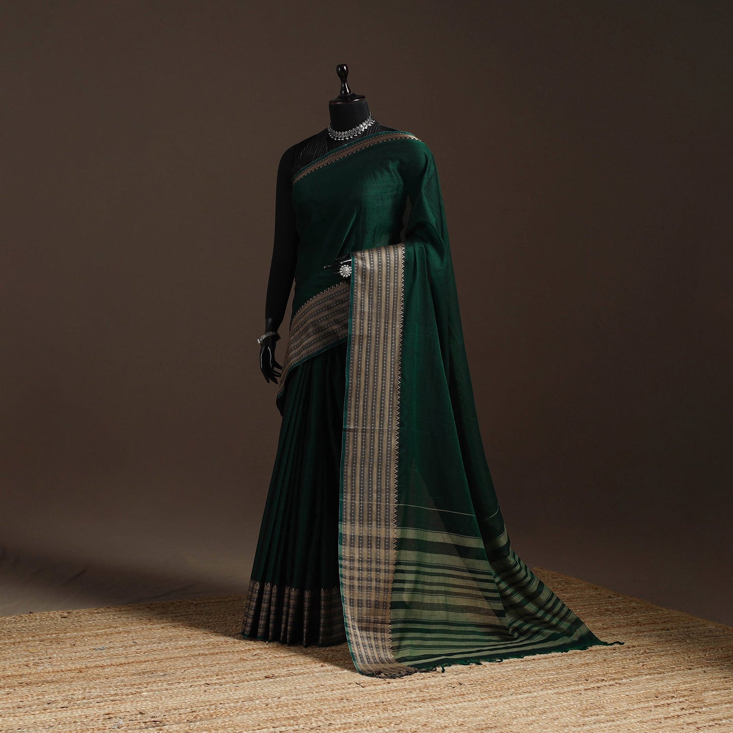 Dharwad cotton saree with border 05 - handcrafted