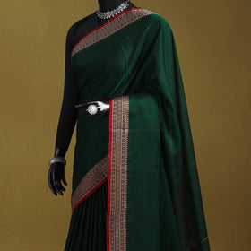 Green - dharwad cotton saree with border 07 - handcrafted