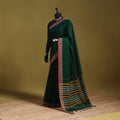 Green - dharwad cotton saree with border 07 - handcrafted