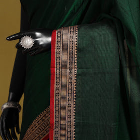 Green - dharwad cotton saree with border 07 - handcrafted
