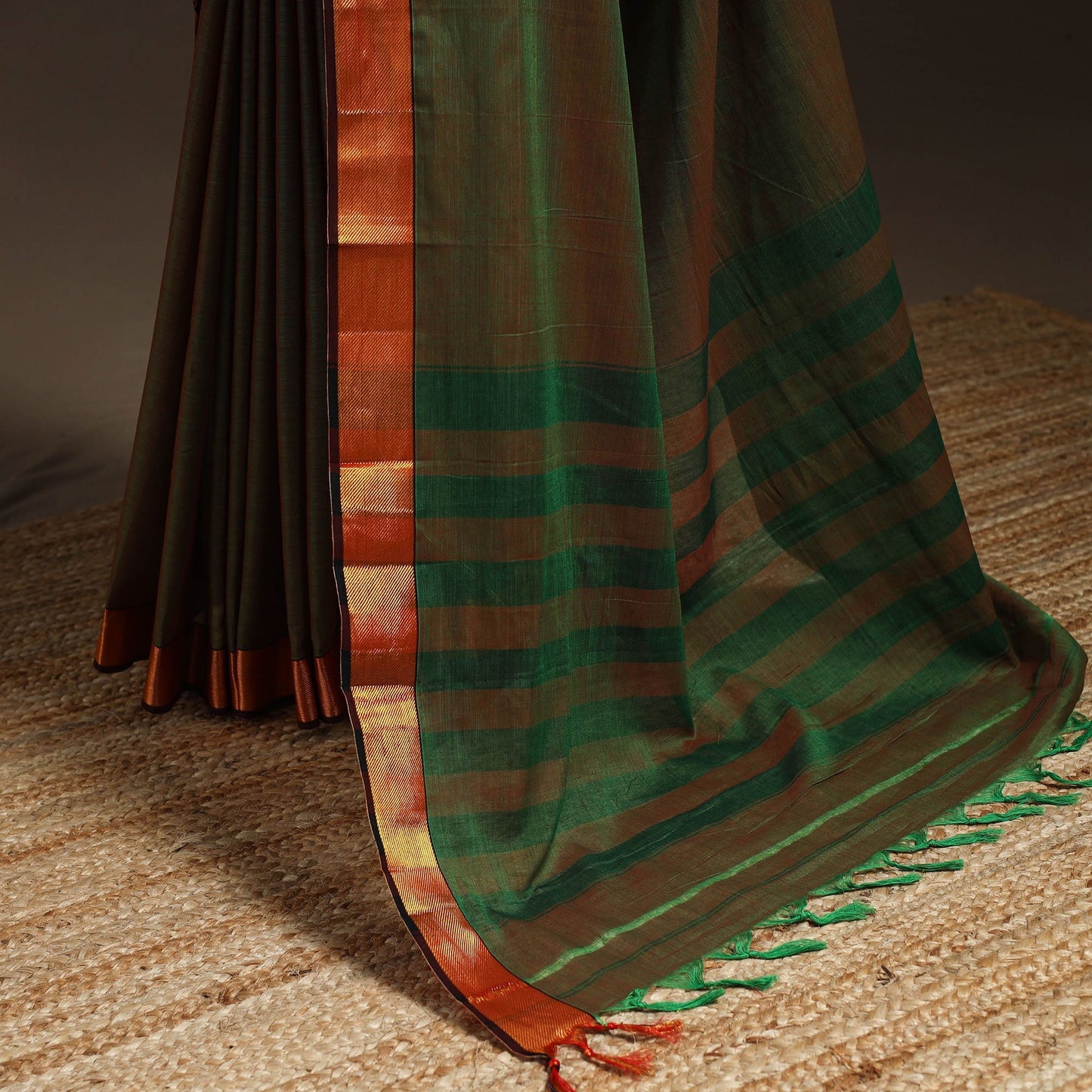 Dharwad cotton saree with border 10 - handcrafted