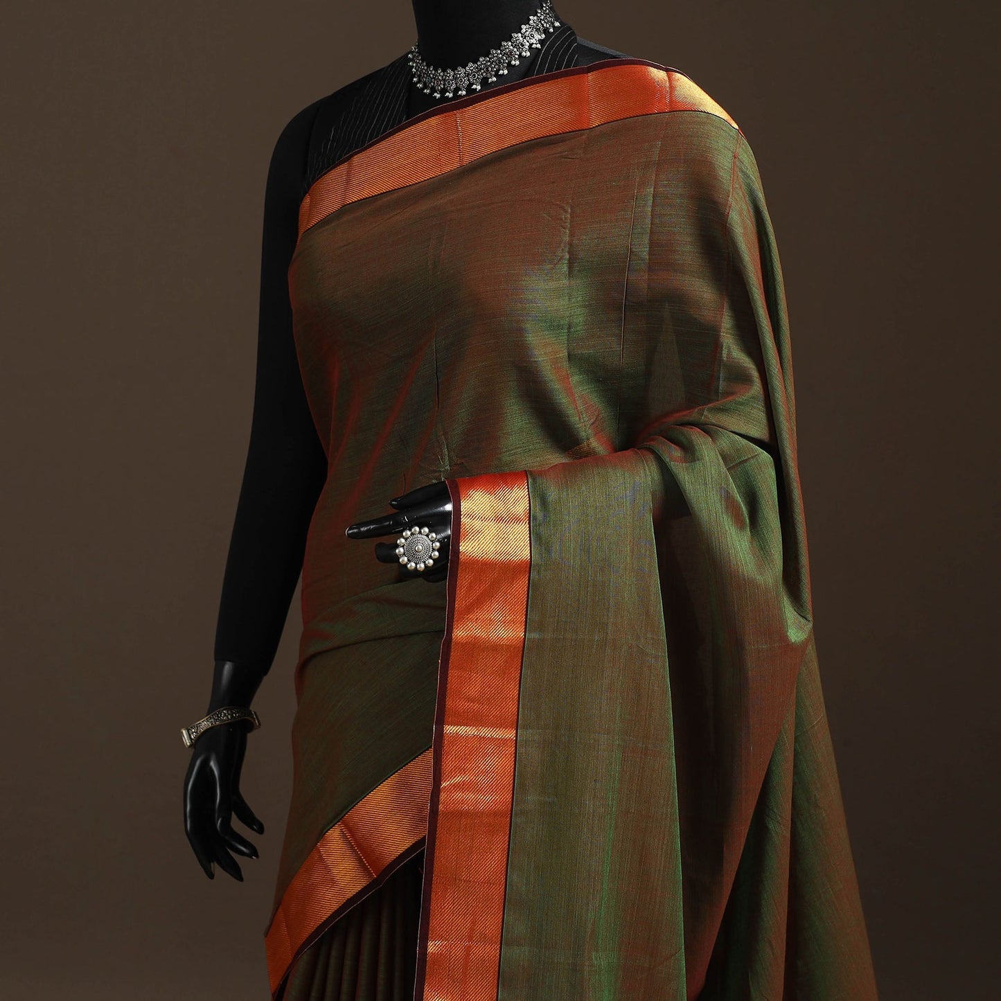 Dharwad cotton saree with border 10 - handcrafted