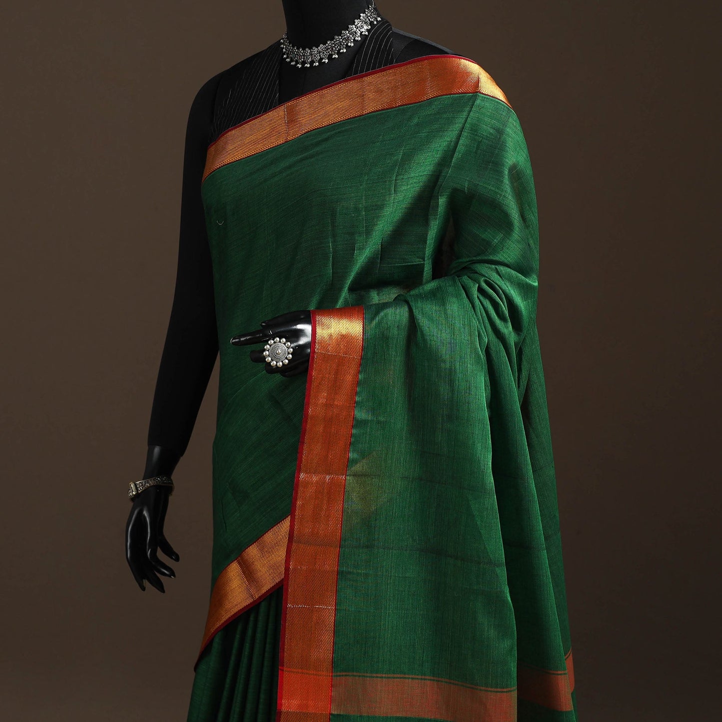 Dharwad cotton saree with border 12 - handcrafted