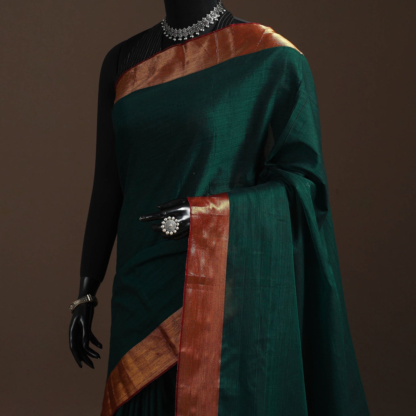 Dharwad cotton saree with border 14 - handcrafted