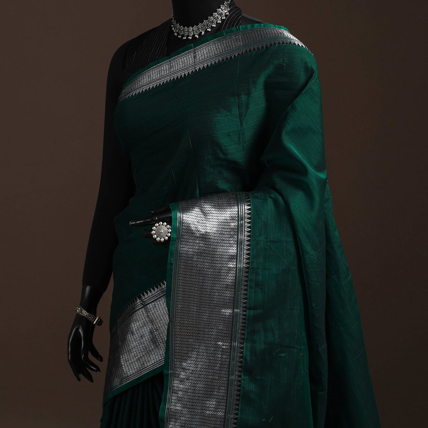 Dharwad cotton saree with border 16 - handcrafted