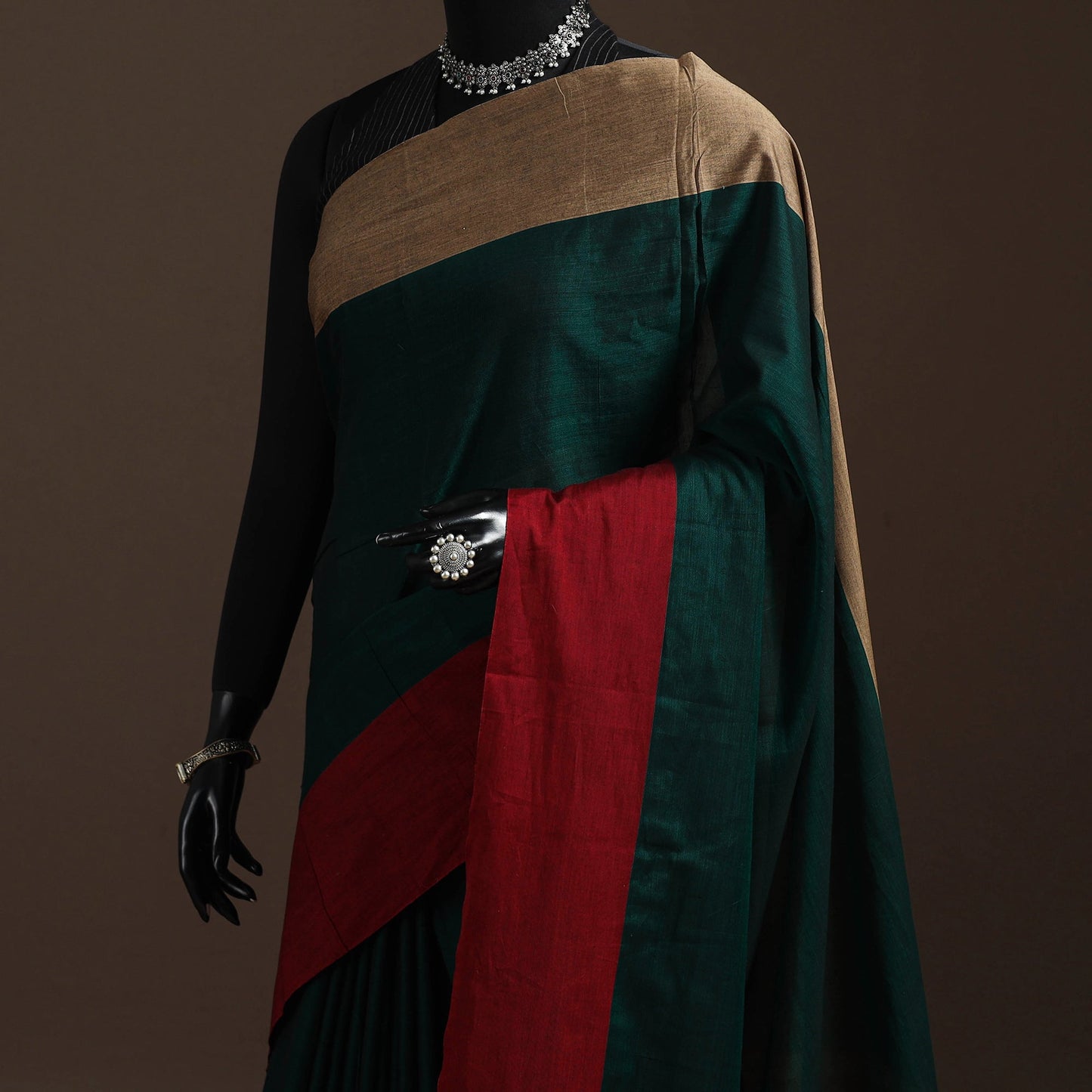 Dharwad cotton saree with border 26 - handcrafted