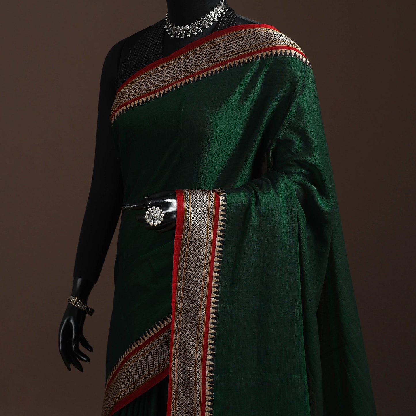 Dharwad cotton saree with border 27 - handcrafted