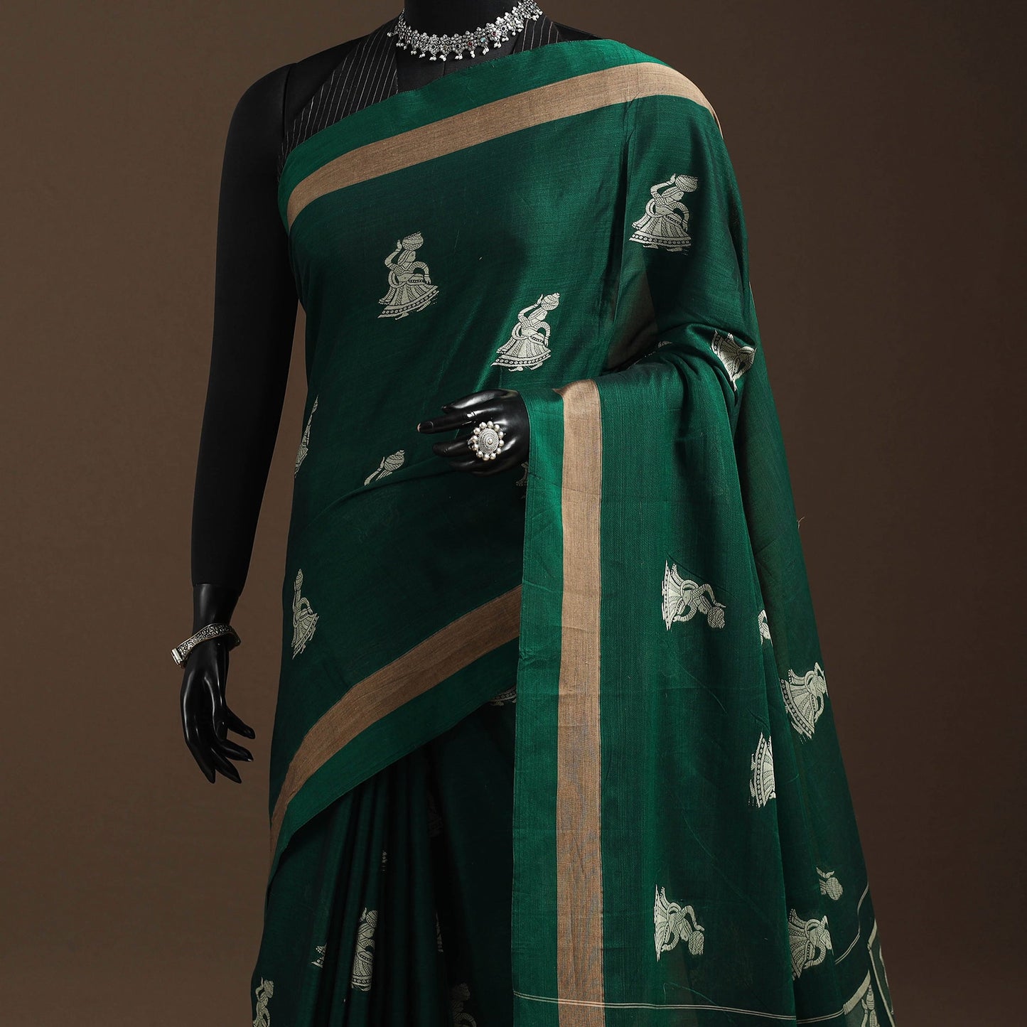 Dharwad cotton saree with border 28 - handcrafted
