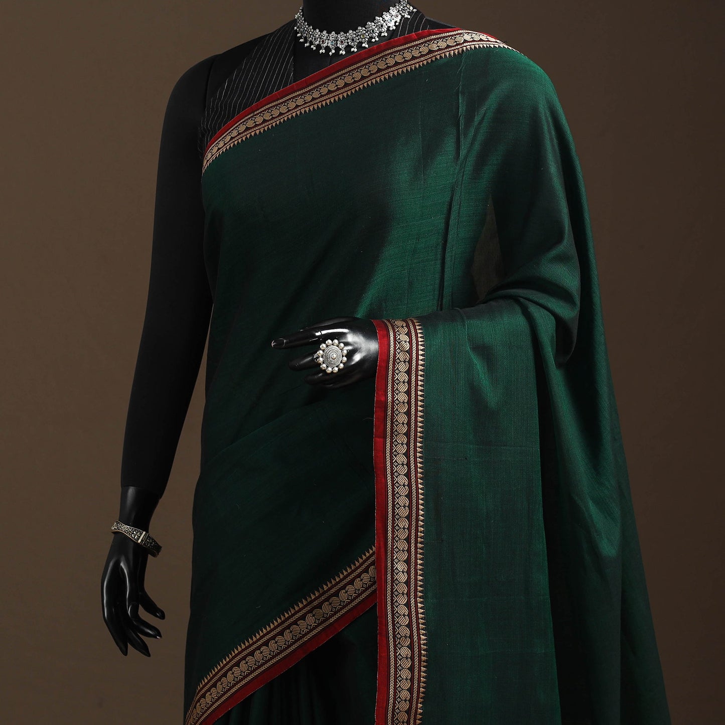 Dharwad cotton saree with border 35 - handcrafted