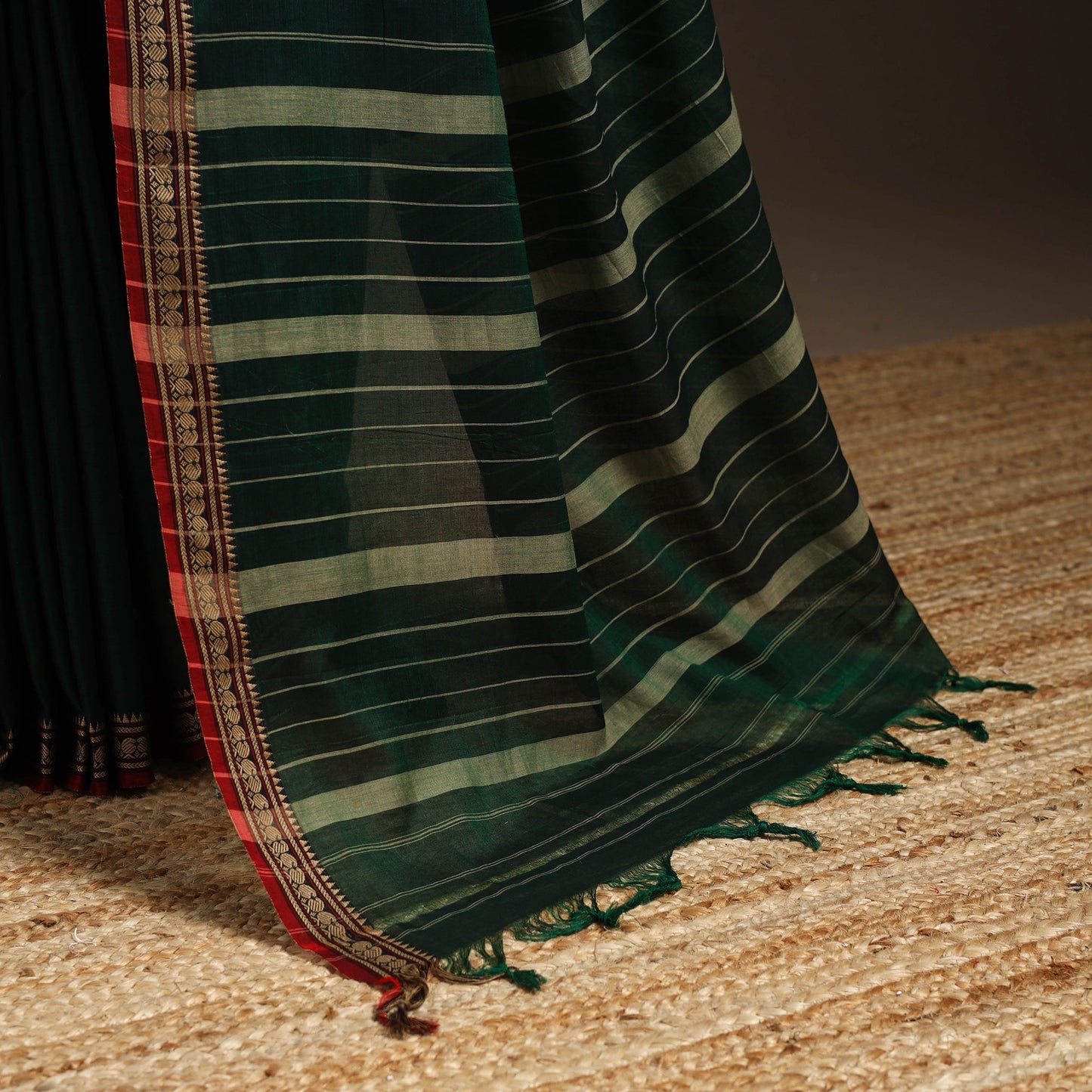 Dharwad cotton saree with border 35 - handcrafted