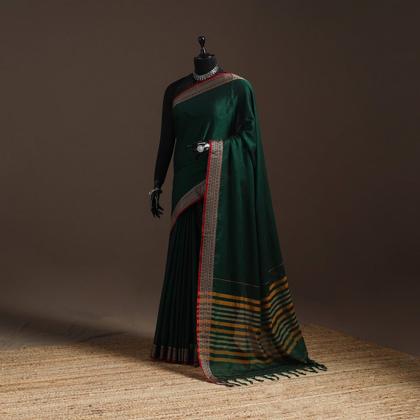 Dharwad cotton saree with border 37 - handcrafted