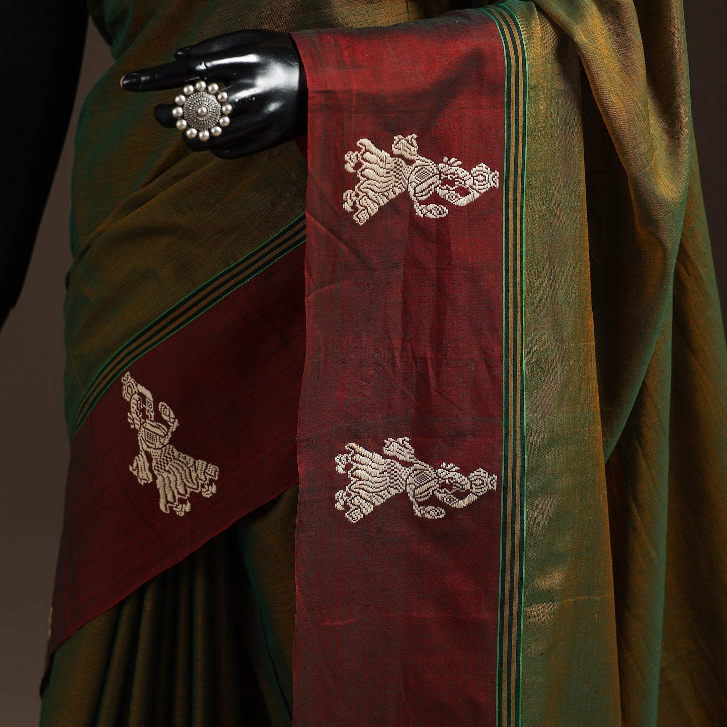 Dharwad cotton saree with border 37 - handcrafted