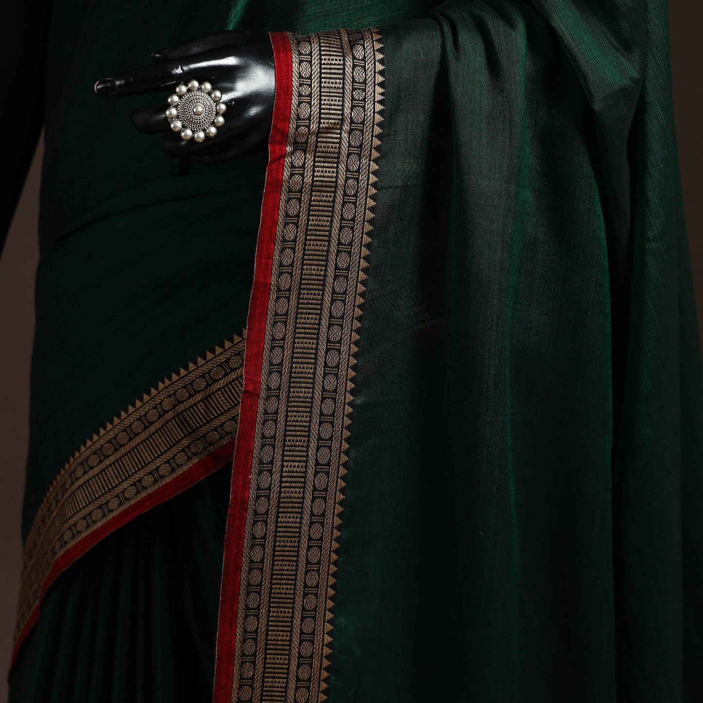 Dharwad cotton saree with border 37 - handcrafted