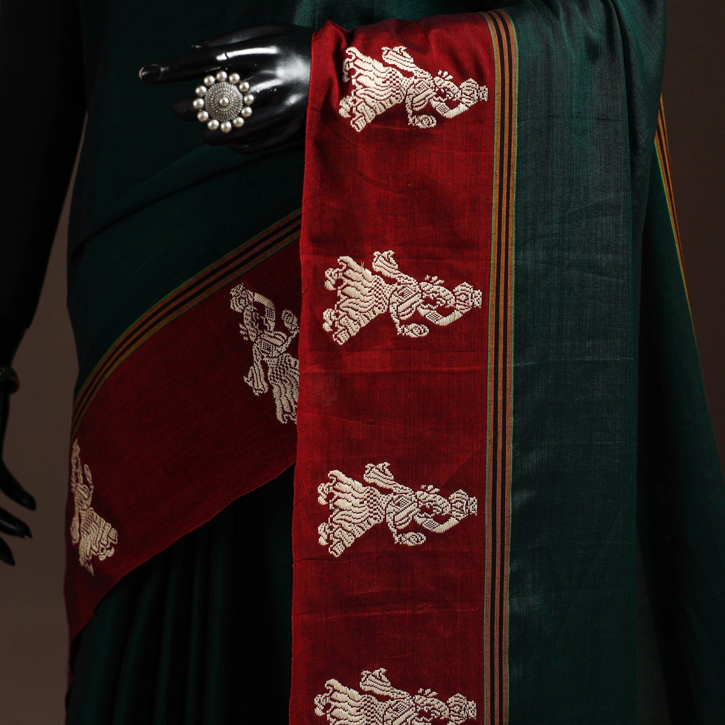 Dharwad cotton saree with border 38 - handcrafted