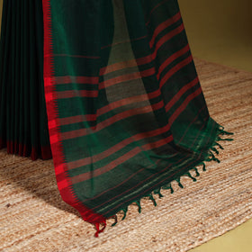 Green - dharwad cotton saree with border 39 - handcrafted