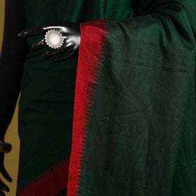 Green - dharwad cotton saree with border 39 - handcrafted