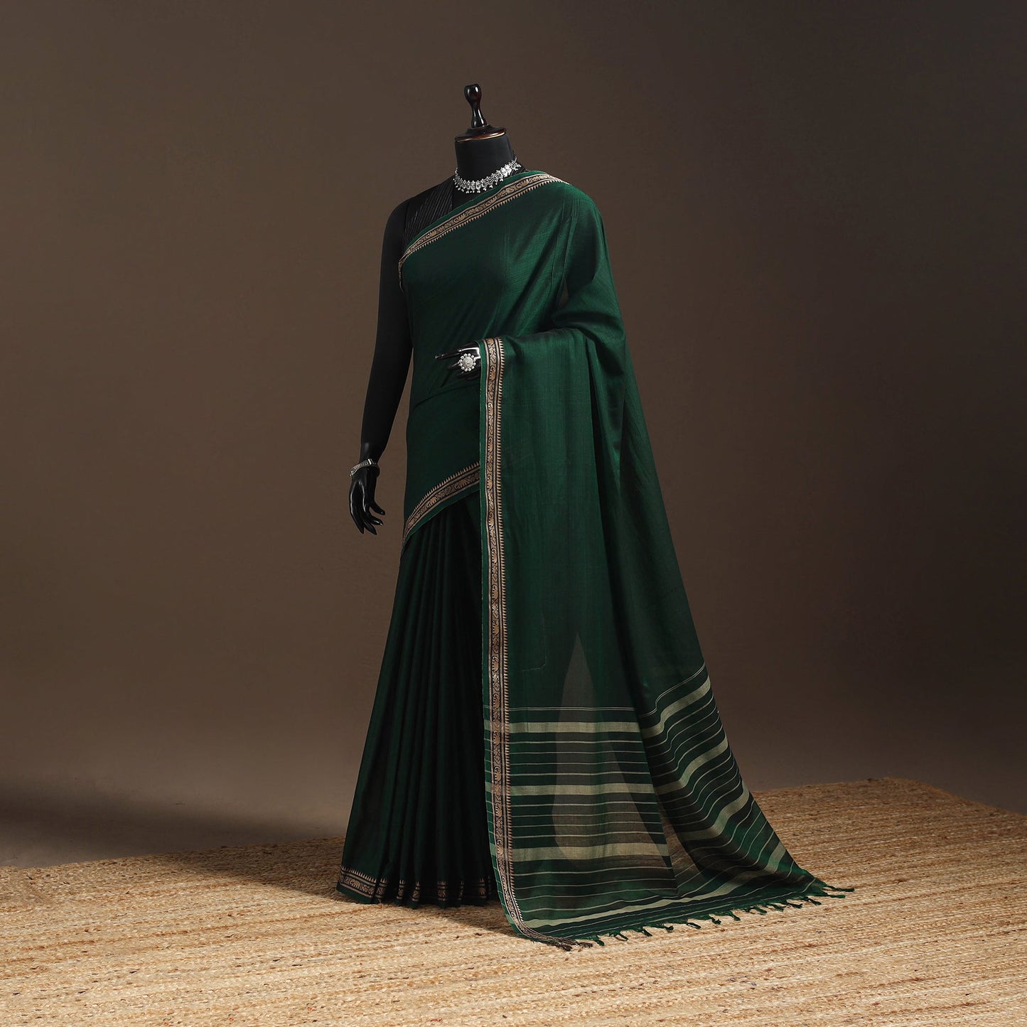 Dharwad cotton saree with border 45 - handcrafted