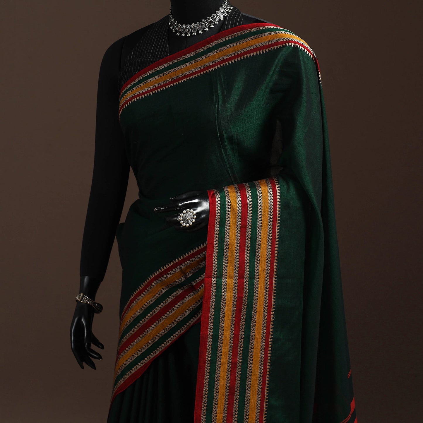 Dharwad cotton saree with border 46 - handcrafted