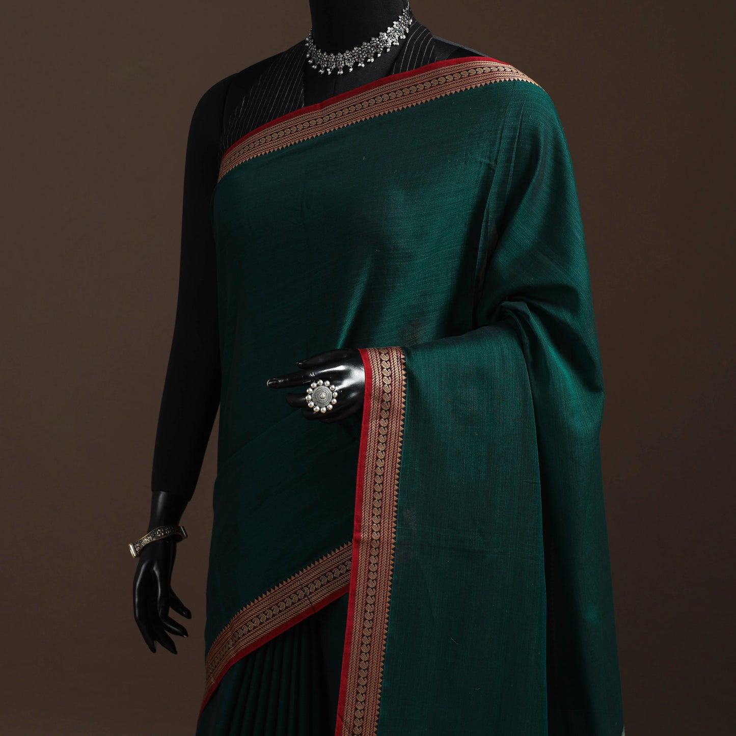 Dharwad cotton saree with border 47 - handcrafted